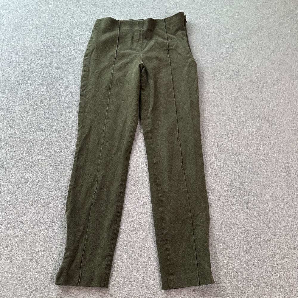 Banana Republic Olive Green Pintuck Skinny Ankle Pants Side Zip Women Size 2